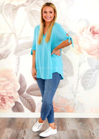 Claudine Top - Aqua - FINAL SALE