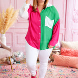 Ask Me Again Top - Fuchsia/KellyGreen - LAST ONES FINAL SALE