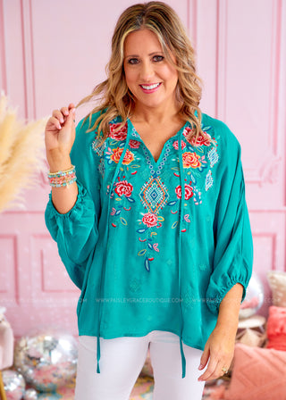 A Heart to Heart Top - Turquoise - FINAL SALE