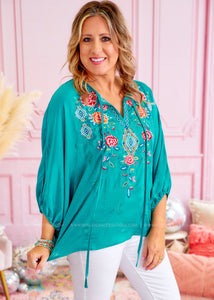 A Heart to Heart Top - Turquoise - FINAL SALE