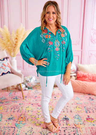 A Heart to Heart Top - Turquoise - FINAL SALE