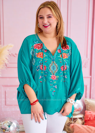 A Heart to Heart Top - Turquoise - FINAL SALE