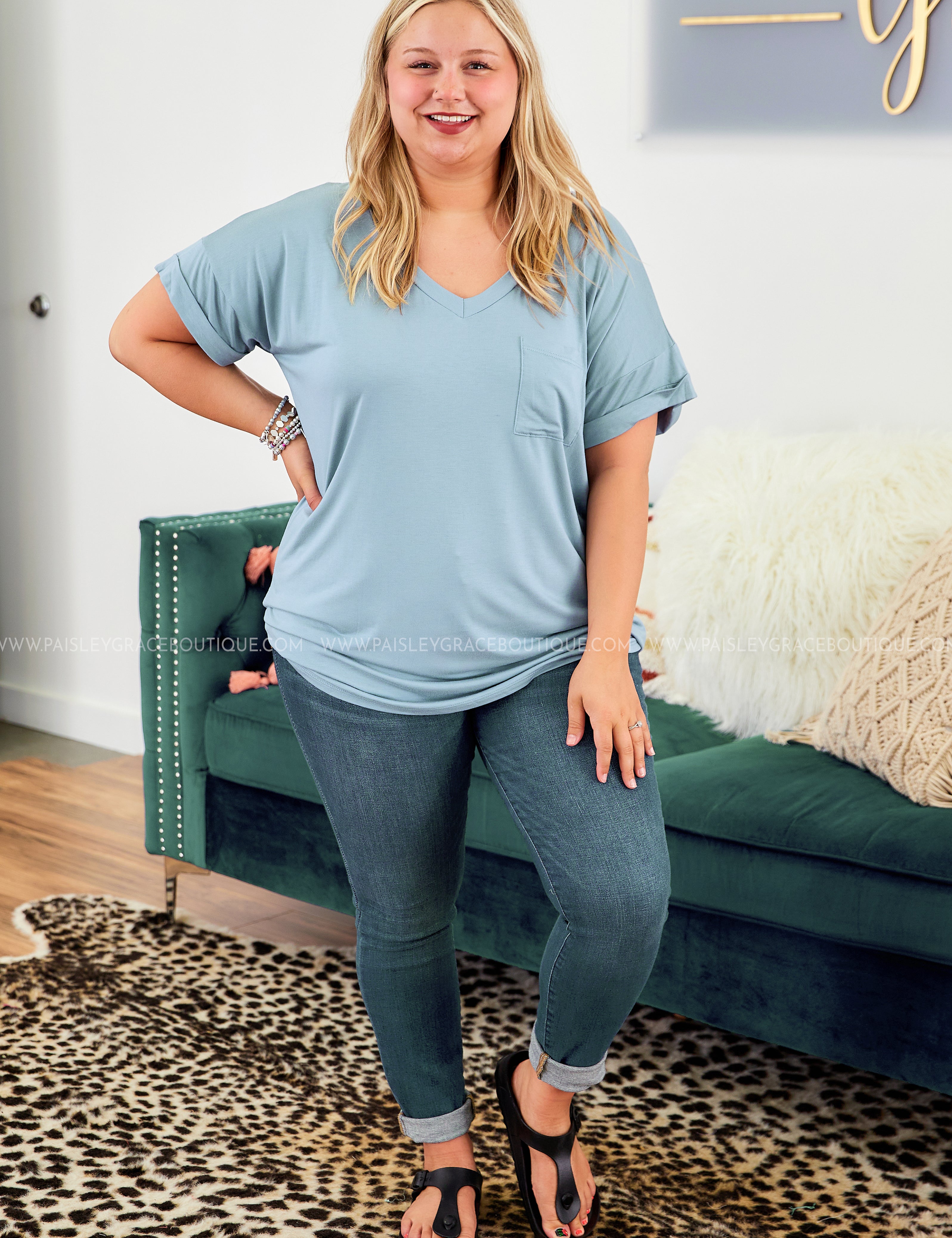 Basic Needs Tee - DUSTY BLUE - LAST ONES FINAL SALE