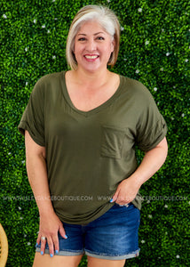 Basic Needs Tee - DARK OLIVE - LAST ONES FINAL SALE