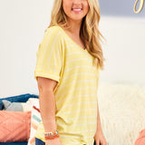 Basic Needs Tee - YELLOW STRIPE - LAST ONES FINAL SALE