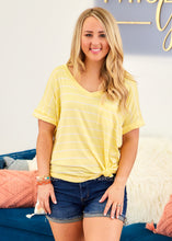 Load image into Gallery viewer, Basic Needs Tee - YELLOW STRIPE - LAST ONES FINAL SALE
