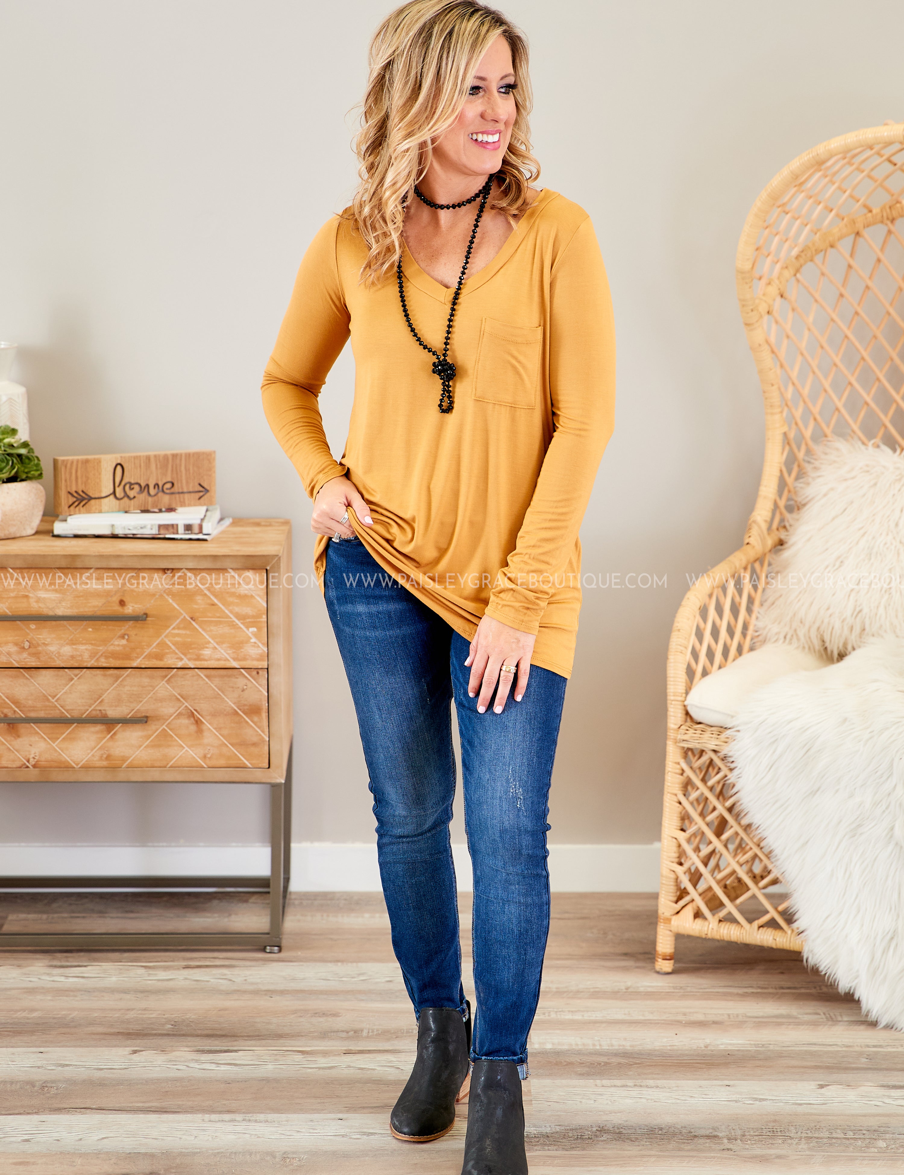 Basic Long Sleeve- MUSTARD* LAST ONES FINAL SALE *
