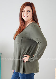 Basic Long Sleeve- OLIVE - LAST ONES FINAL SALE CLEARANCE