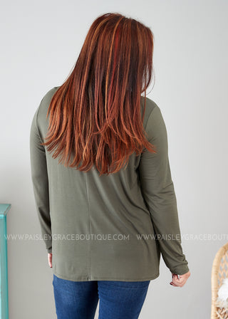 Basic Long Sleeve- OLIVE - LAST ONES FINAL SALE