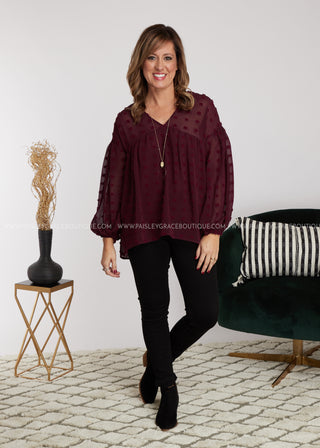 Dollop of Beauty Top- BURGUNDY - LAST ONES FINAL SALE