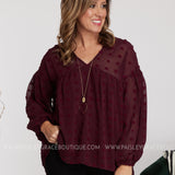 Dollop of Beauty Top- BURGUNDY - LAST ONES FINAL SALE