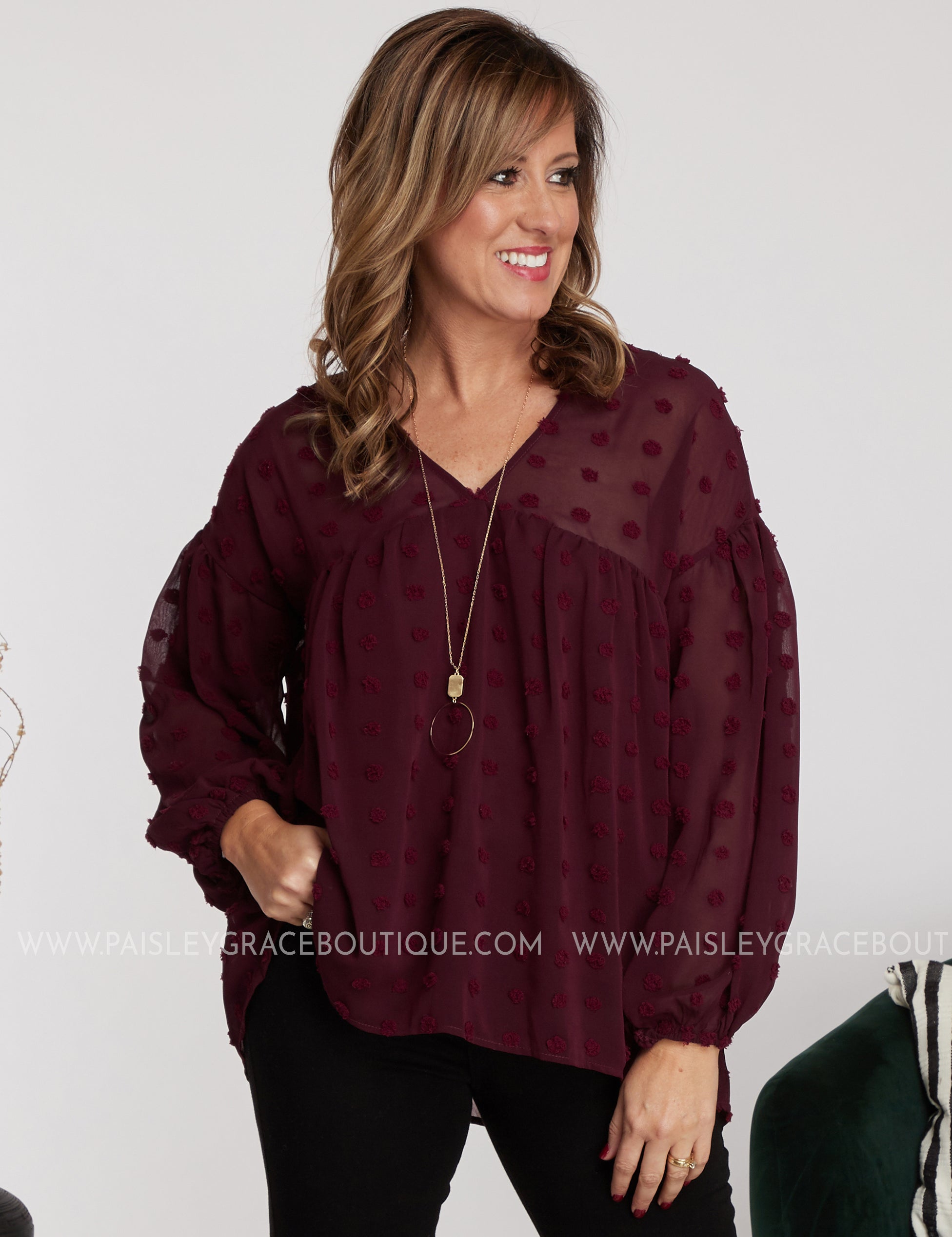 Dollop of Beauty Top- BURGUNDY - LAST ONES FINAL SALE