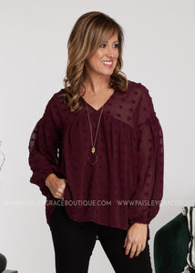 Dollop of Beauty Top- BURGUNDY - LAST ONES FINAL SALE CLEARANCE