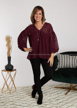 Load image into Gallery viewer, Dollop of Beauty Top- BURGUNDY - LAST ONES FINAL SALE CLEARANCE
