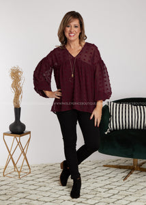 Dollop of Beauty Top- BURGUNDY - LAST ONES FINAL SALE CLEARANCE