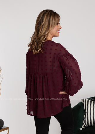 Dollop of Beauty Top- BURGUNDY - LAST ONES FINAL SALE