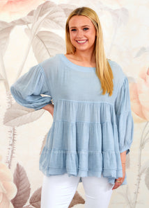 Tiers of Joy Top - Baby Blue - FINAL SALE CLEARANCE