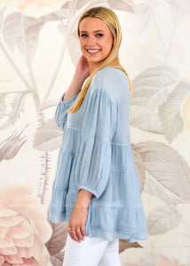 Tiers of Joy Top - Baby Blue - FINAL SALE CLEARANCE