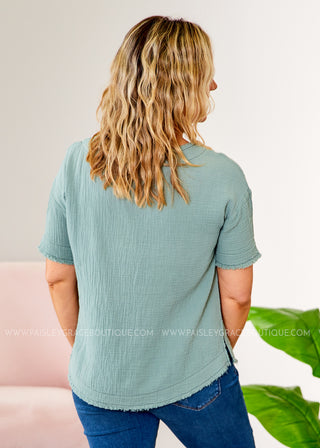 Natural Ambition Top - Sage - FINAL SALE