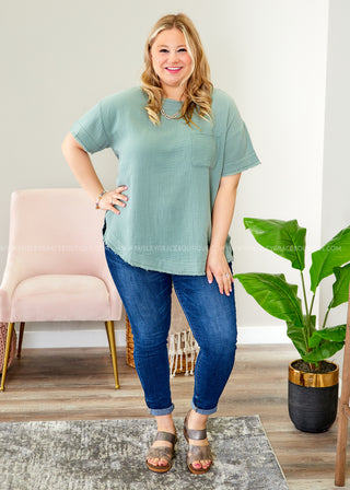 Natural Ambition Top - Sage - FINAL SALE