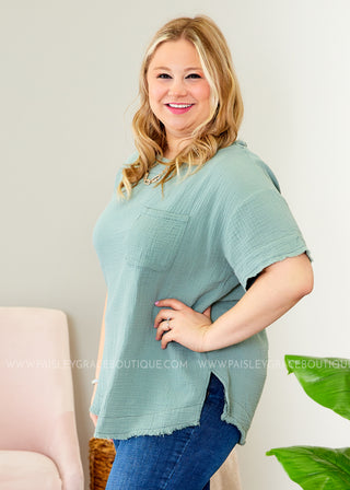 Natural Ambition Top - Sage - FINAL SALE