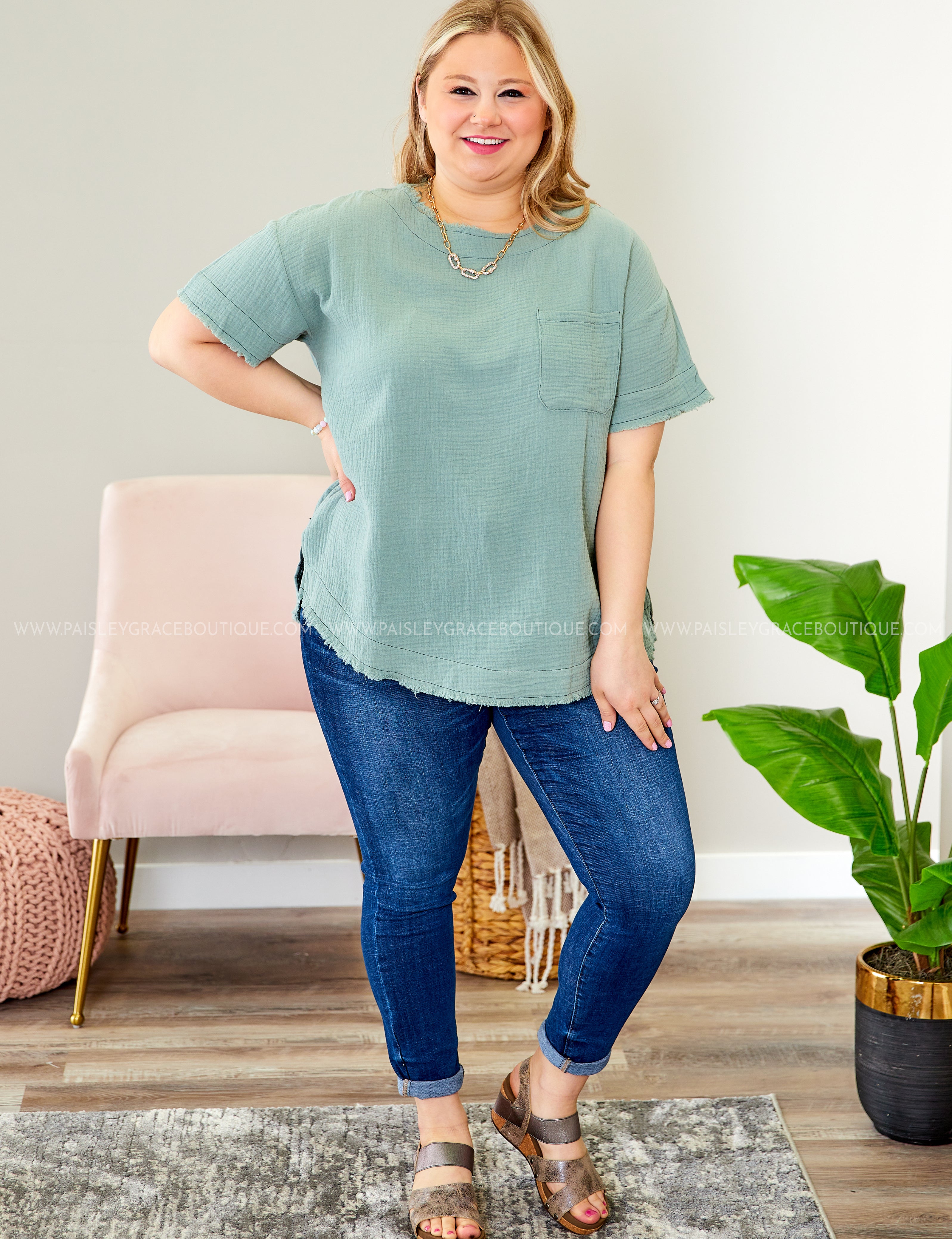 Natural Ambition Top - Sage* LAST ONES FINAL SALE *