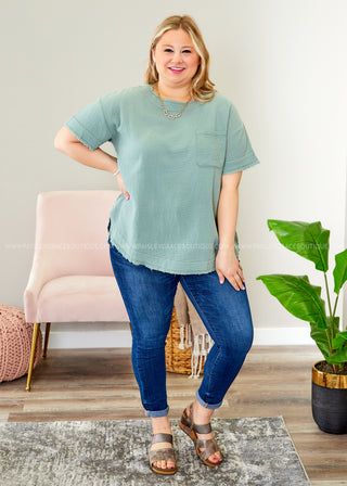 Natural Ambition Top - Sage - FINAL SALE