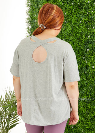 Heathered Grey Short Sleeve Solid Knit Top - LAST ONE FINAL SALE