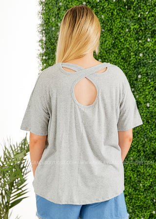 Heathered Grey Short Sleeve Solid Knit Top - LAST ONE FINAL SALE