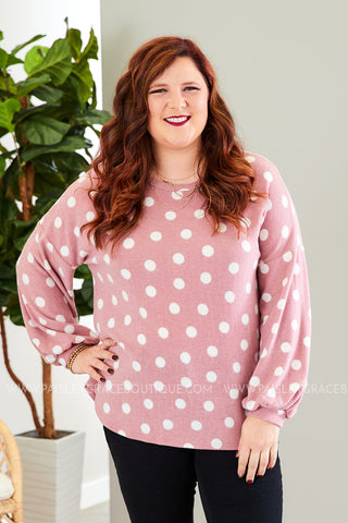 Beckette Polka Dot Top- MAUVE - LAST ONE FINAL SALE