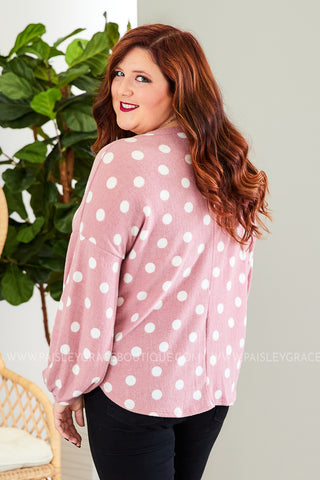 Beckette Polka Dot Top- MAUVE - LAST ONE FINAL SALE