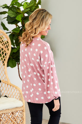 Beckette Polka Dot Top- MAUVE - LAST ONE FINAL SALE