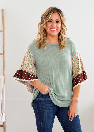 Everywhere and Anywhere Top - Green - FINAL SALE