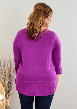 Just Can't Help It Top - Purple -FINAL SALE