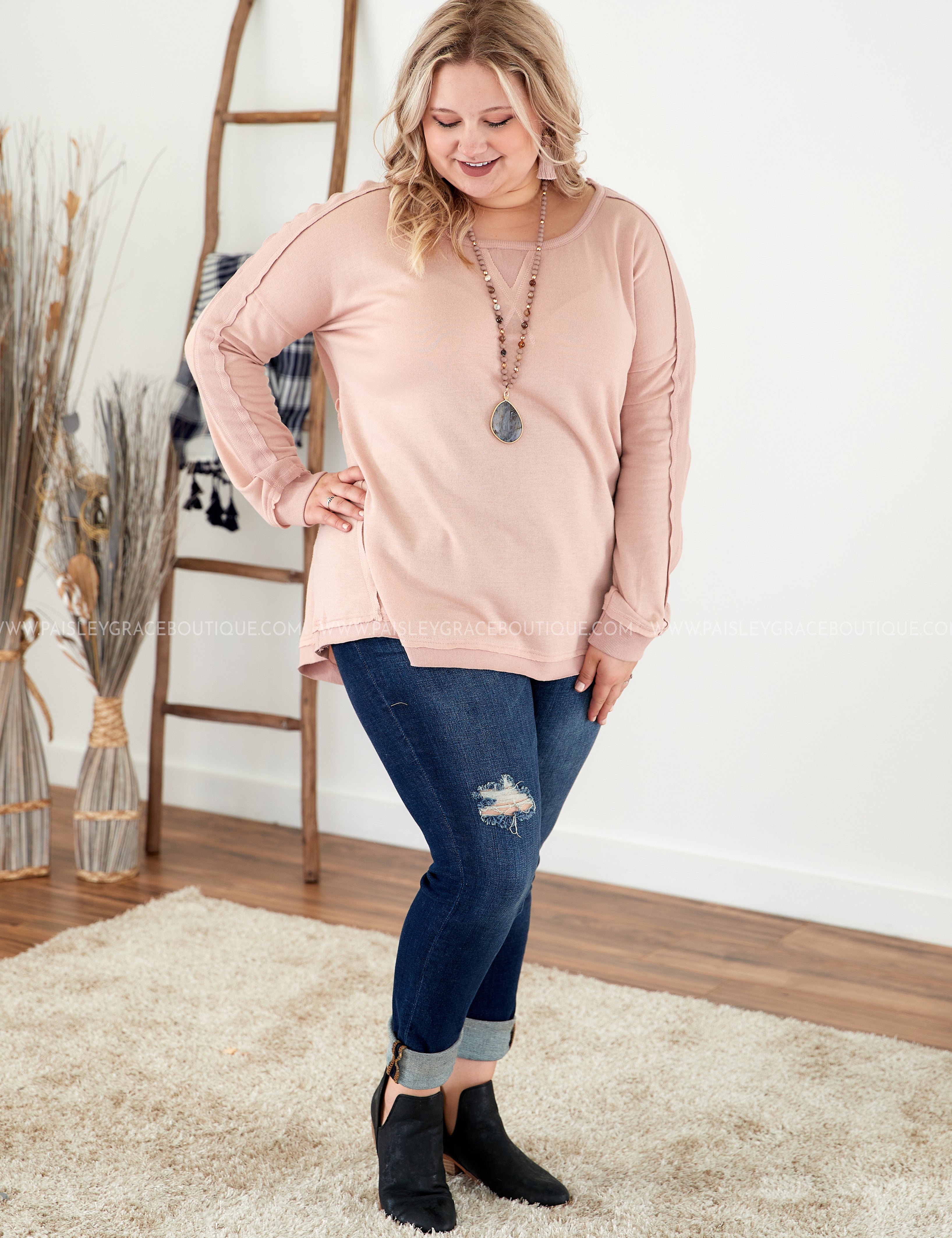 Calm & Collected Top- BLUSH - LAST ONES FINAL SALE