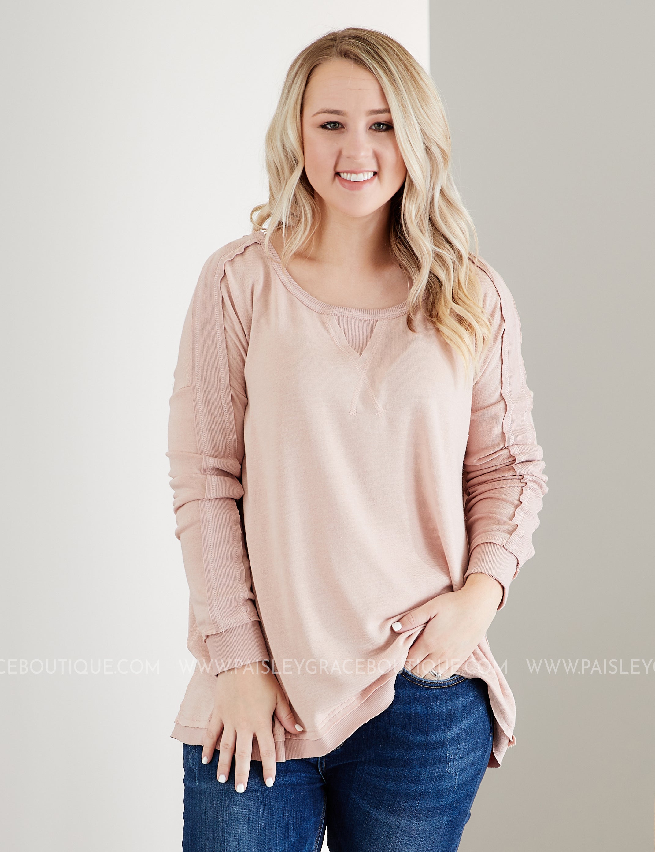 Calm & Collected Top- BLUSH - LAST ONES FINAL SALE