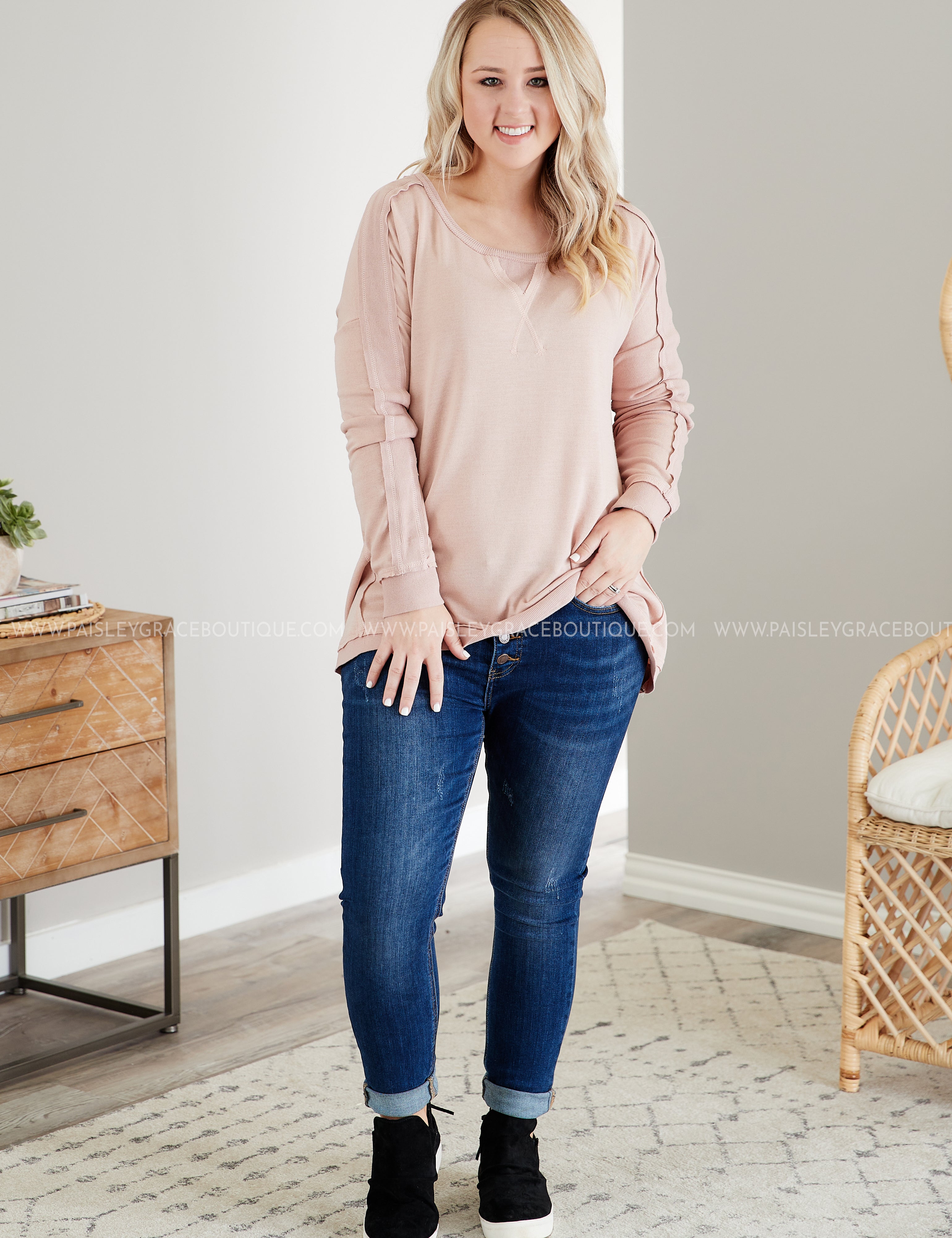 Calm & Collected Top- BLUSH - LAST ONES FINAL SALE