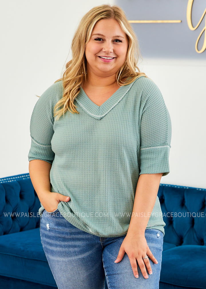 Waffle Knit Top - 2 Colors - FINAL SALE CLEARANCE