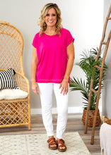 Load image into Gallery viewer, Fuchsia Boat Neck Top - FINAL SALE

