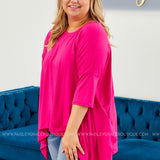 Fuchsia Solid Knit Top 3/4 Sleeve (S-XL) LAST ONES FINAL SALE