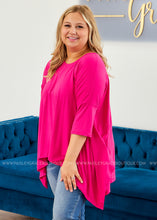 Load image into Gallery viewer, Fuchsia Solid Knit Top 3/4 Sleeve (S-XL) FINAL SALE CLEARANCE
