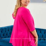 Fuchsia Solid Knit Top 3/4 Sleeve (S-XL) LAST ONES FINAL SALE