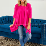 Fuchsia Solid Knit Top 3/4 Sleeve (S-XL) LAST ONES FINAL SALE