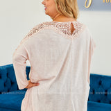 Soft Pink Top with Lace Accent - LAST ONES FINAL SALE