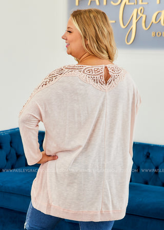 Soft Pink Top with Lace Accent - FINAL SALE