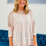 Soft Pink Top with Lace Accent - LAST ONES FINAL SALE