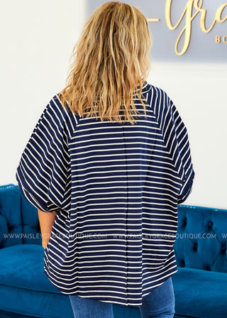 Short Sleeve Stripe Knit Top (2 colors) - LAST ONE FINAL SALE