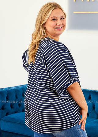 Short Sleeve Stripe Knit Top (2 colors) - LAST ONE FINAL SALE