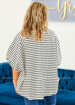 Short Sleeve Stripe Knit Top (2 colors) - LAST ONE FINAL SALE