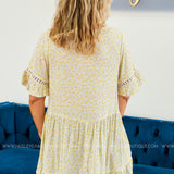 Yellow Floral Top with Crochet Detail - LAST ONES FINAL SALE